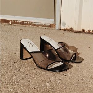 Lifestrides Plastic Black Sandal Heels Size 7.5